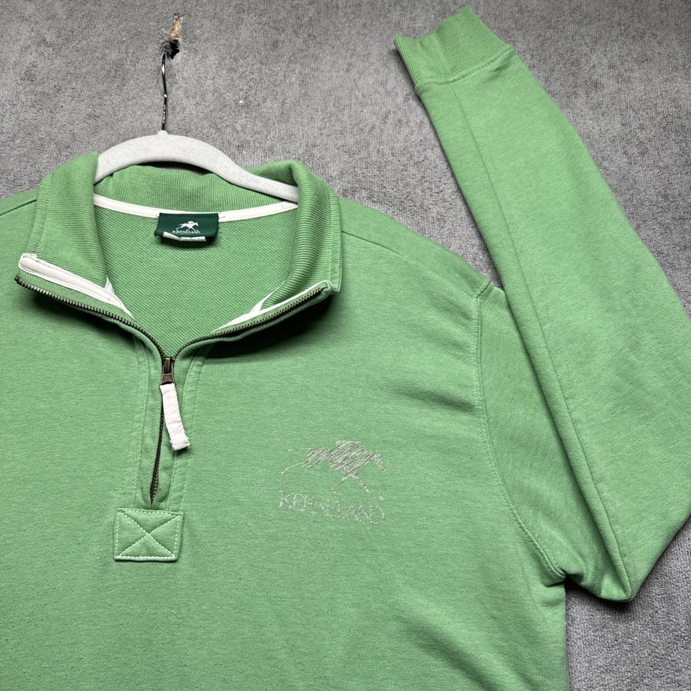 Keeneland Men's 1/4 Zip‎ Pullover Green Equestrian Golf Preppy Medium